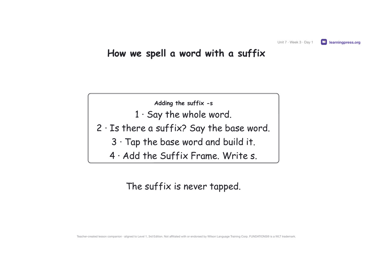 Preview page 3 of Fundations Level 1 Unit 7 Lesson Slides – 3rd Edition Aligned