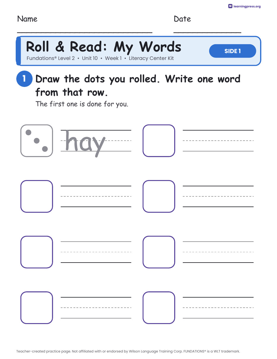Preview page 1 of Fundations Level 2 Unit 10 Literacy Center Kits Bundle (2 Weeks)