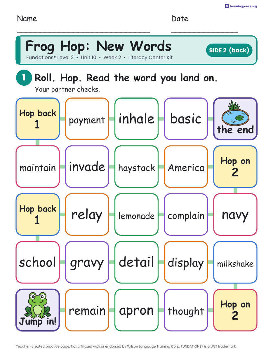 Preview page 4 of Fundations Level 2 Unit 10 Literacy Center Kits Bundle (2 Weeks)