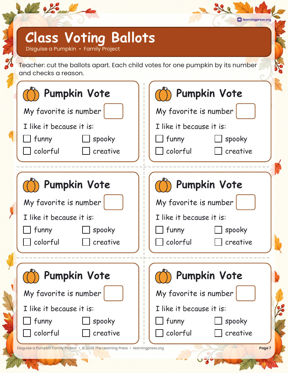 Preview page 3 of Disguise a Pumpkin Family Project · No-Carve Halloween Pumpkin Activity