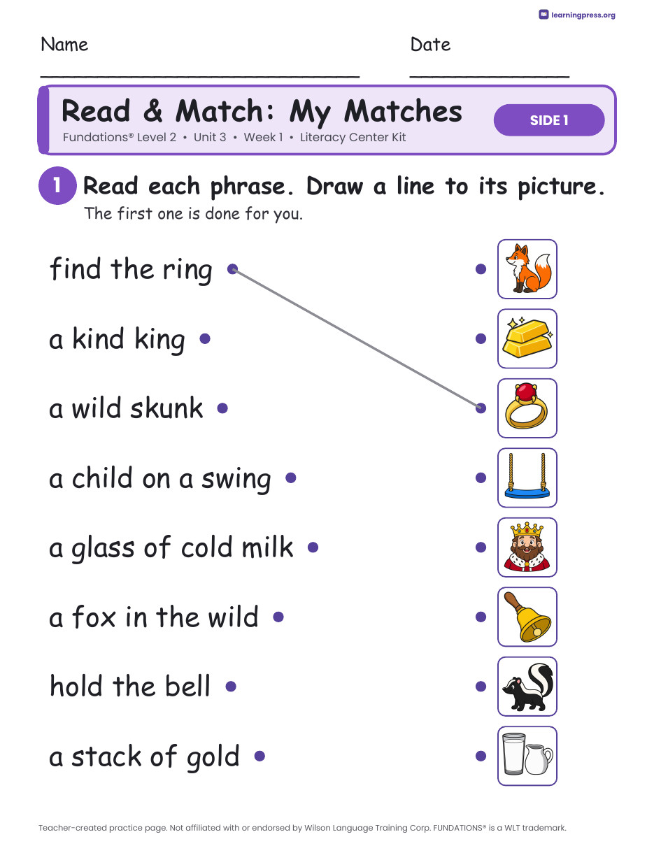 Preview page 3 of Fundations Level 2 Unit 3 Week 1 Literacy Center Kit