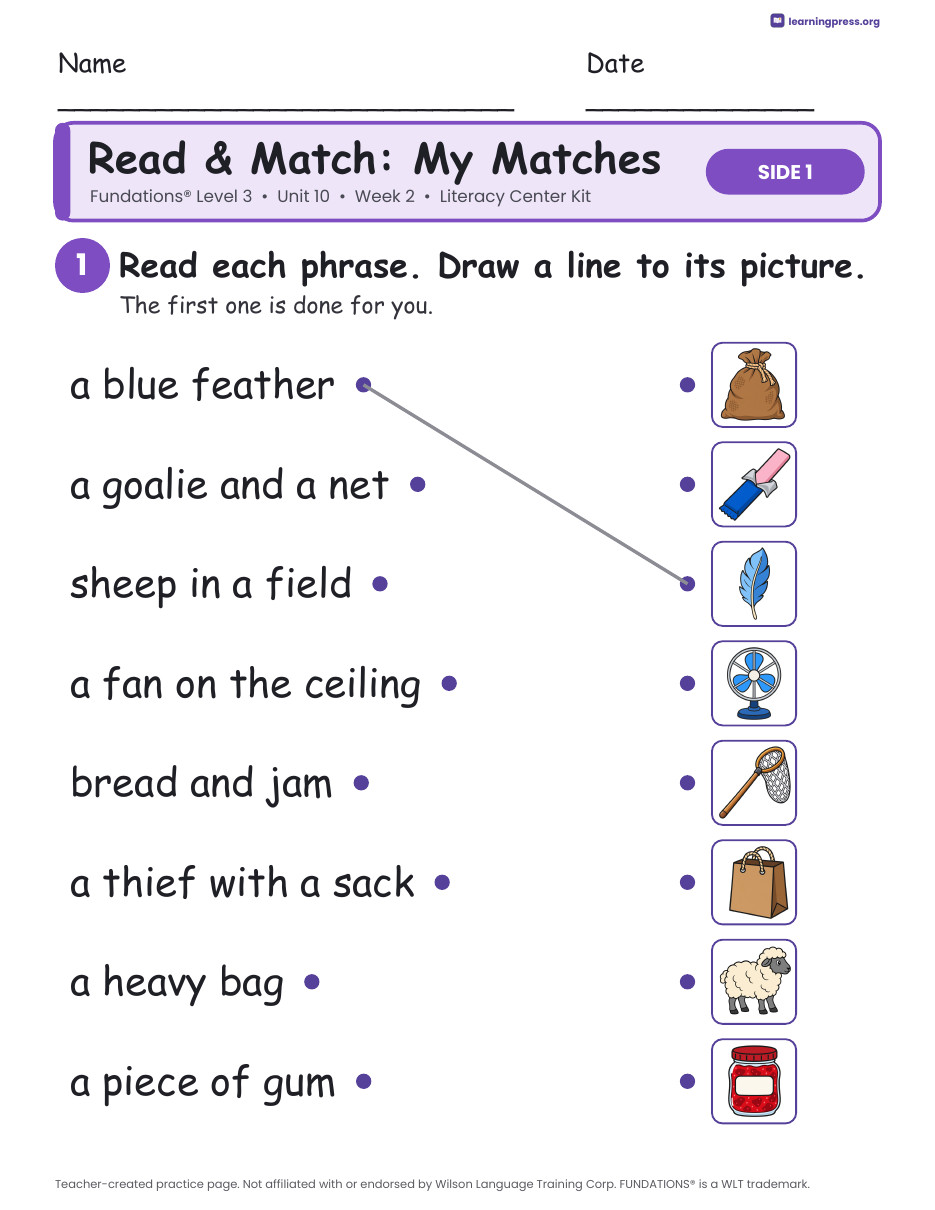 Preview page 3 of Fundations Level 3 Unit 10 Week 2 Literacy Center Kit