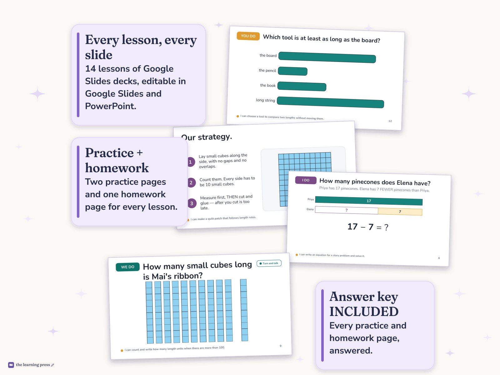 Preview page 4 of Illustrative Math (IM®) Aligned 1st Grade Unit 6 Bundle: Length Measurements Within 120 Units