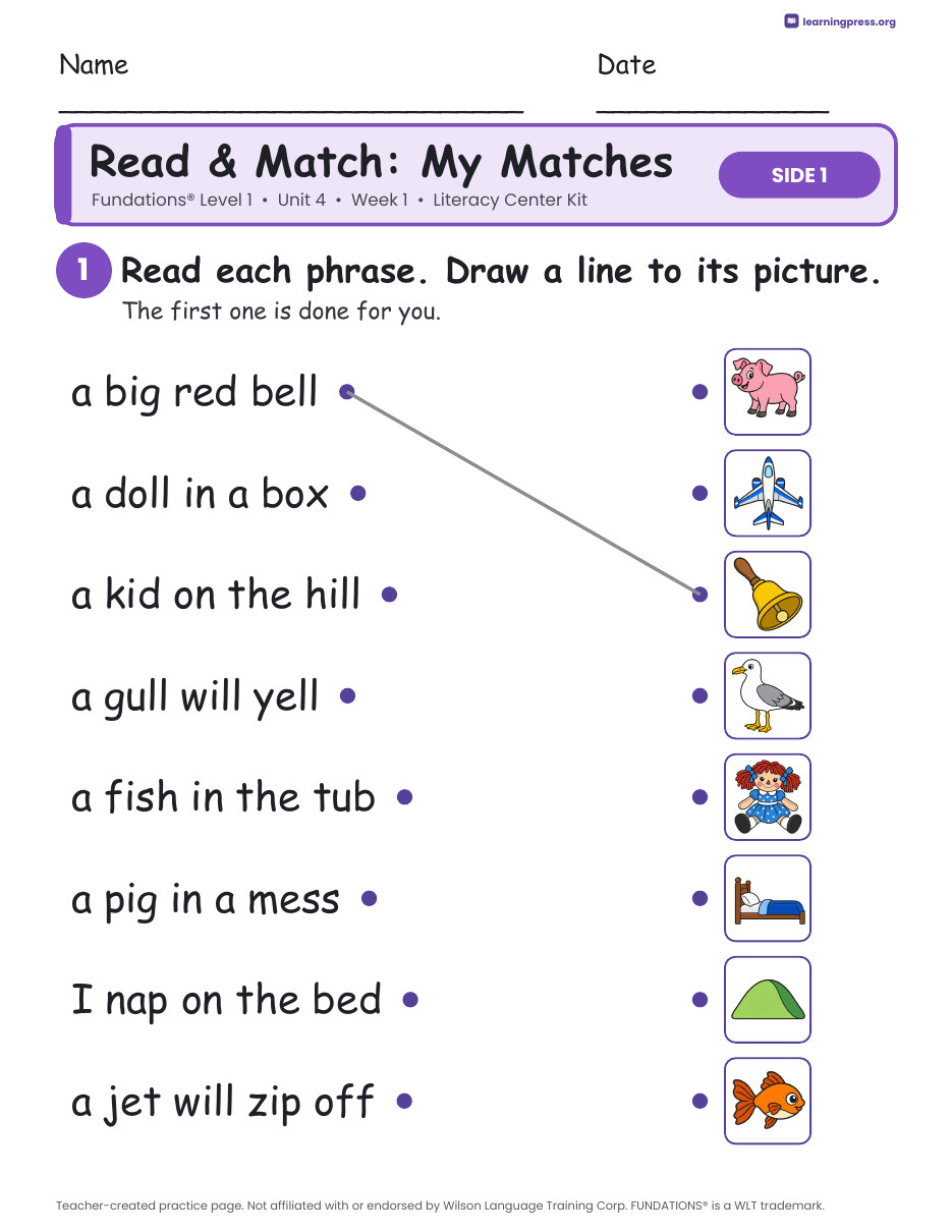 Preview page 3 of Fundations Level 1 Unit 4 Literacy Center Kits Bundle (2 Weeks)
