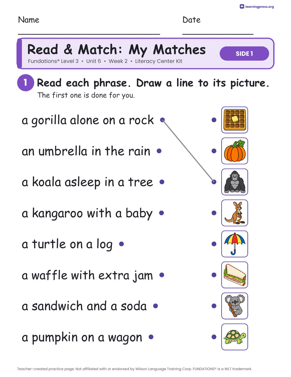 Preview page 3 of Fundations Level 3 Unit 6 Week 2 Literacy Center Kit