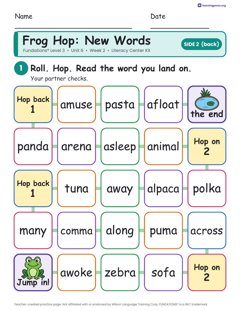 Preview page 4 of Fundations Level 3 Unit 6 Week 2 Literacy Center Kit