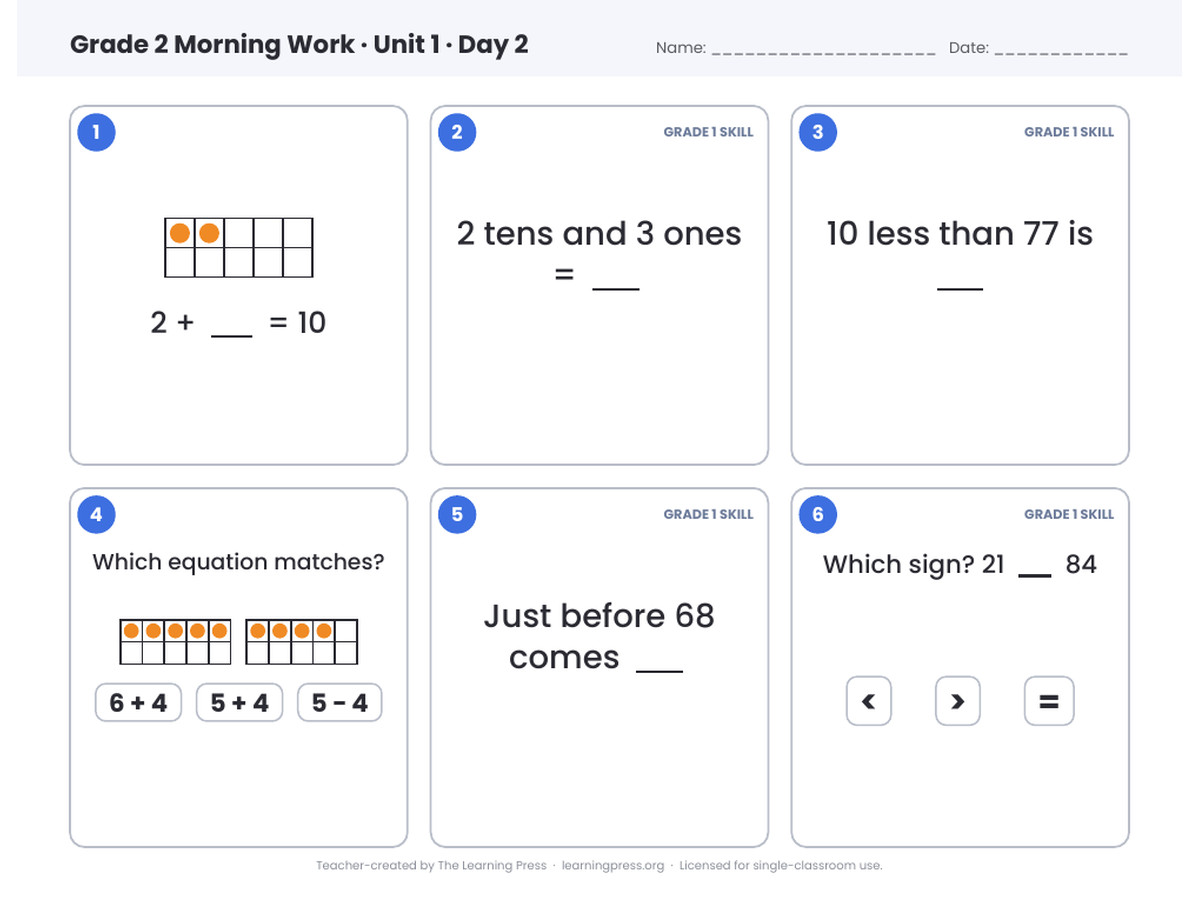 Preview page 1 of Illustrative Math (IM®) Aligned 2nd Grade Morning Work: Full Year