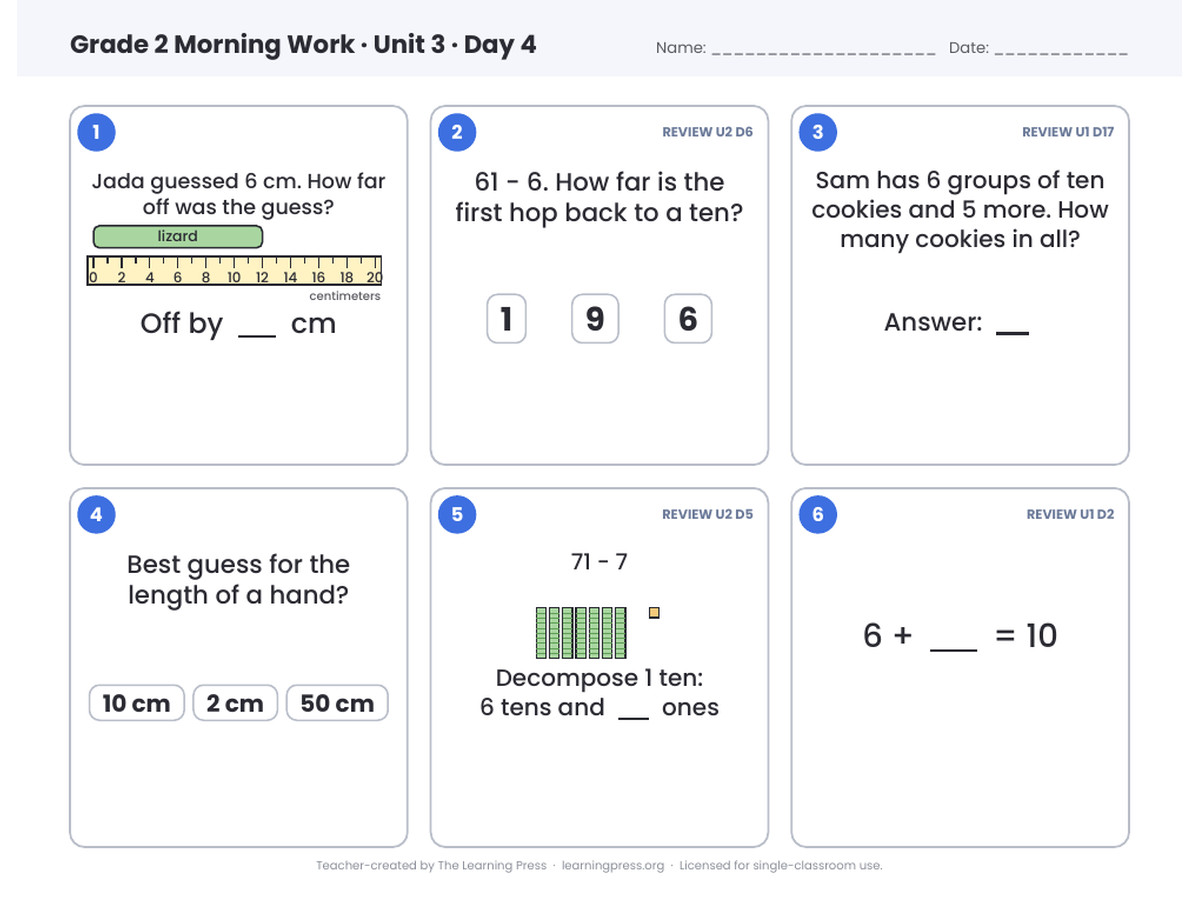 Preview page 2 of Illustrative Math (IM®) Aligned 2nd Grade Morning Work: Full Year