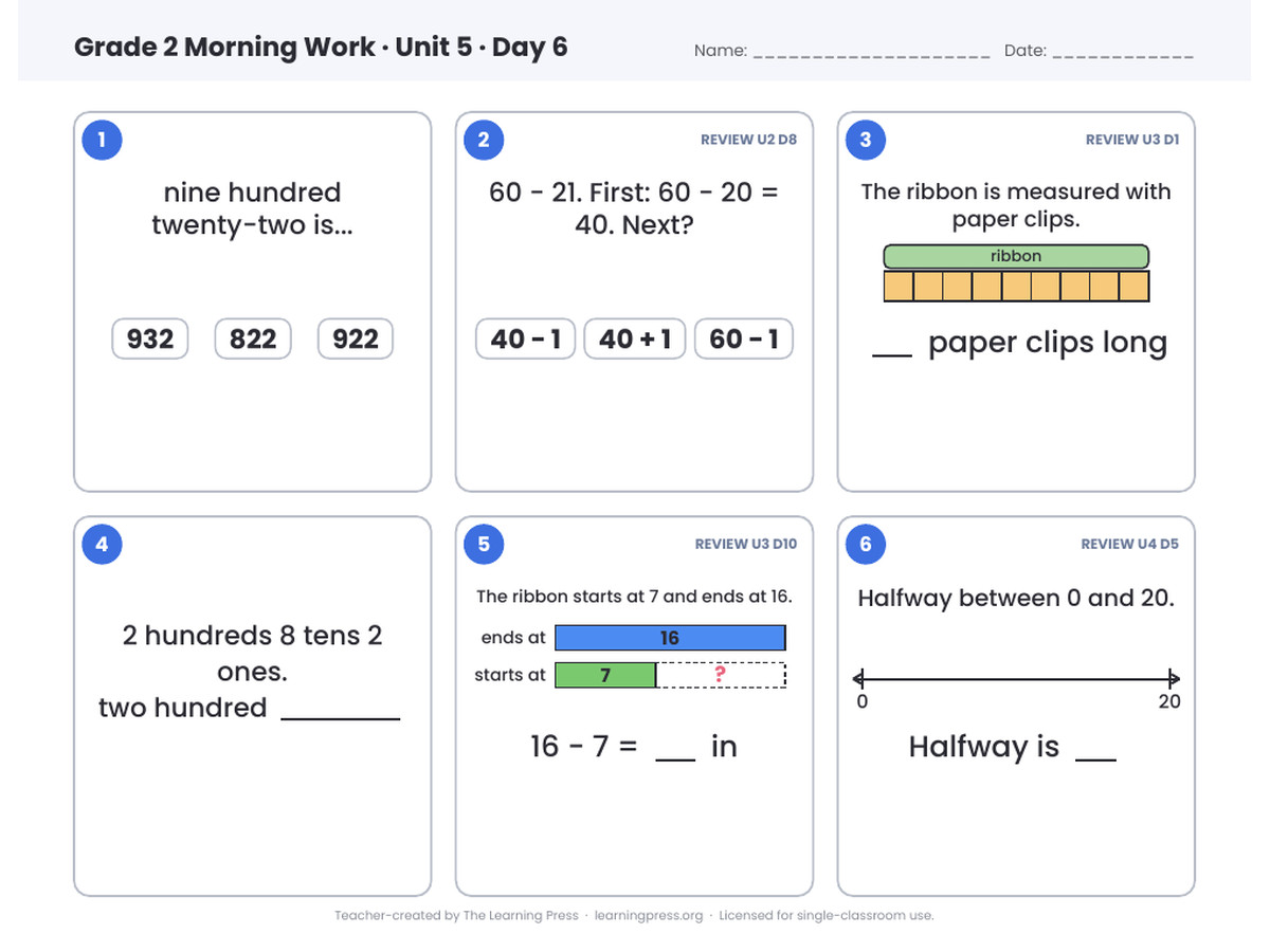 Preview page 3 of Illustrative Math (IM®) Aligned 2nd Grade Morning Work: Full Year