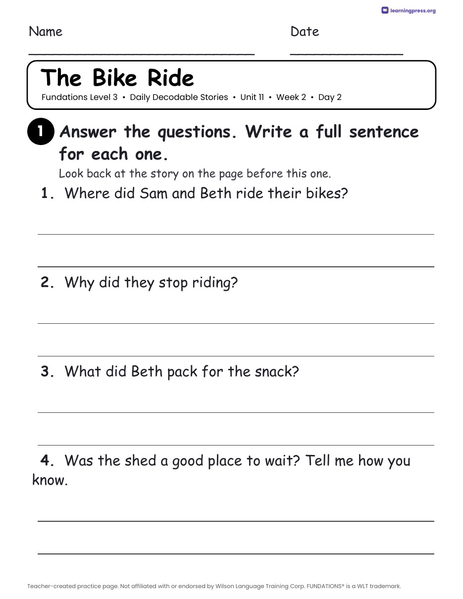 Preview page 4 of Fundations Level 3 Unit 11 Daily Decodable Stories