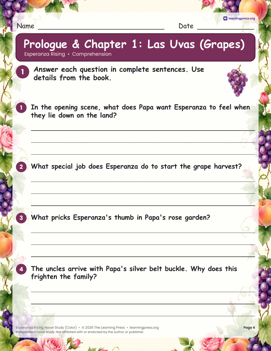 Preview page 1 of Novel Study Bundle · Esperanza Rising, Winn-Dixie, Lion Witch Wardrobe