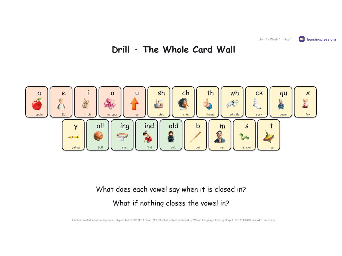 Preview page 1 of Fundations Level 2 Unit 7 Lesson Slides – 3rd Edition Aligned