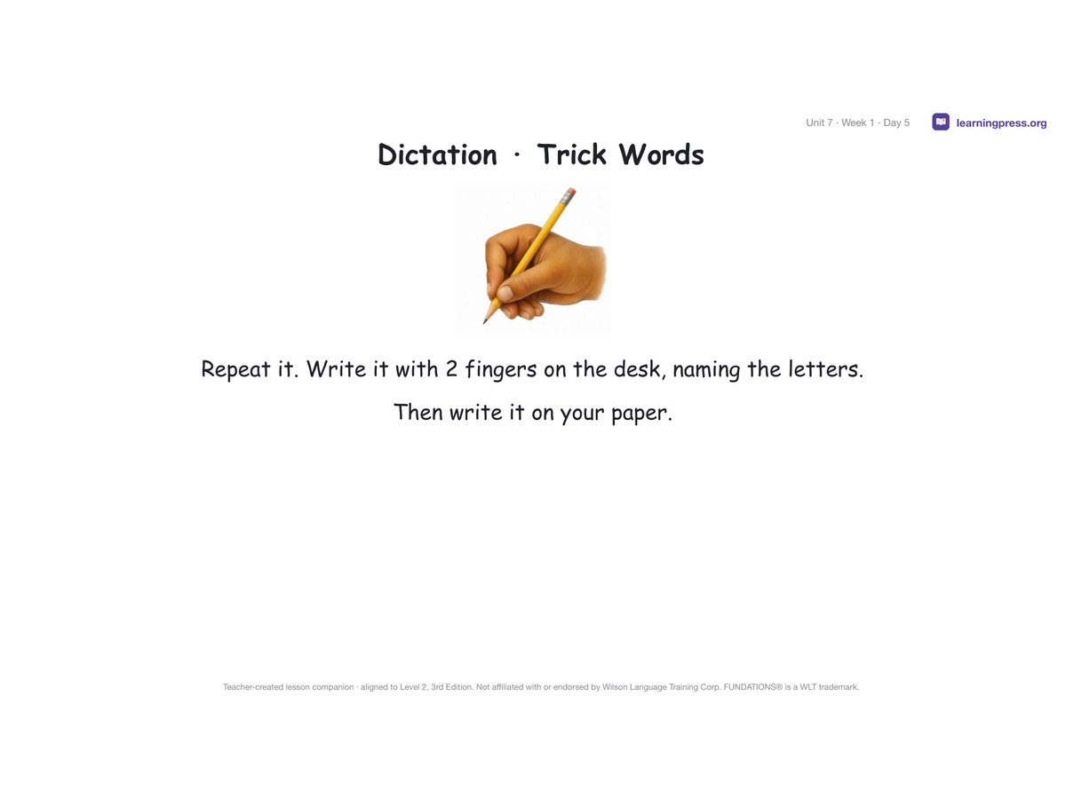 Preview page 2 of Fundations Level 2 Unit 7 Lesson Slides – 3rd Edition Aligned