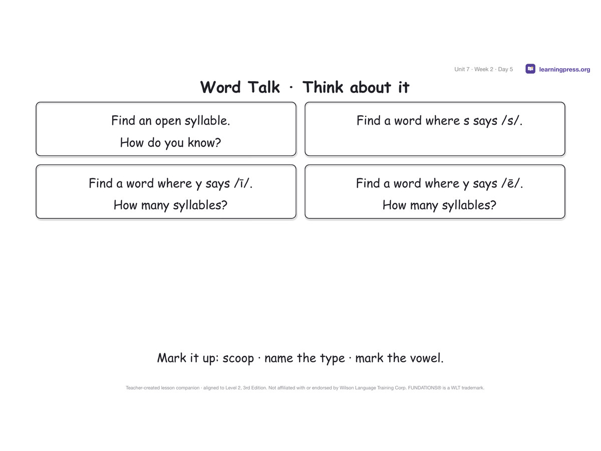 Preview page 3 of Fundations Level 2 Unit 7 Lesson Slides – 3rd Edition Aligned