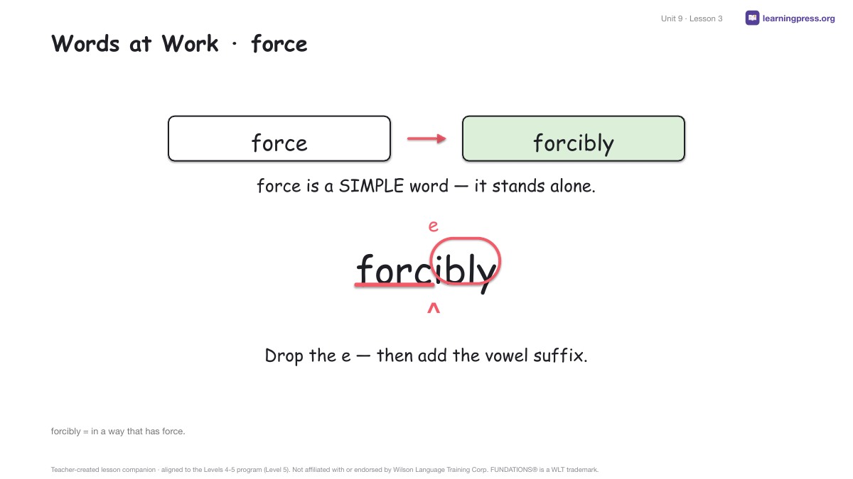 Preview page 2 of Fundations Level 5 Unit 9 Lesson Slides