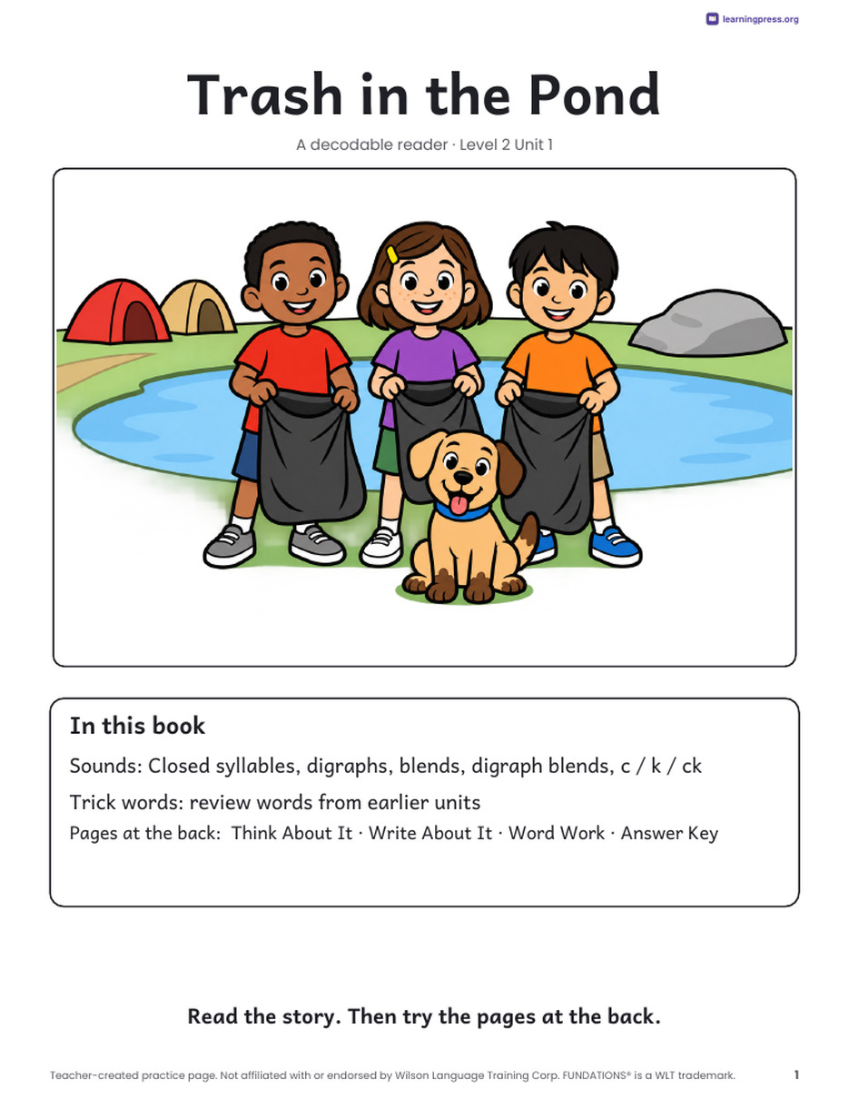 Preview page 2 of Fundations®-Aligned Decodable Reader · Level 2 Unit 1