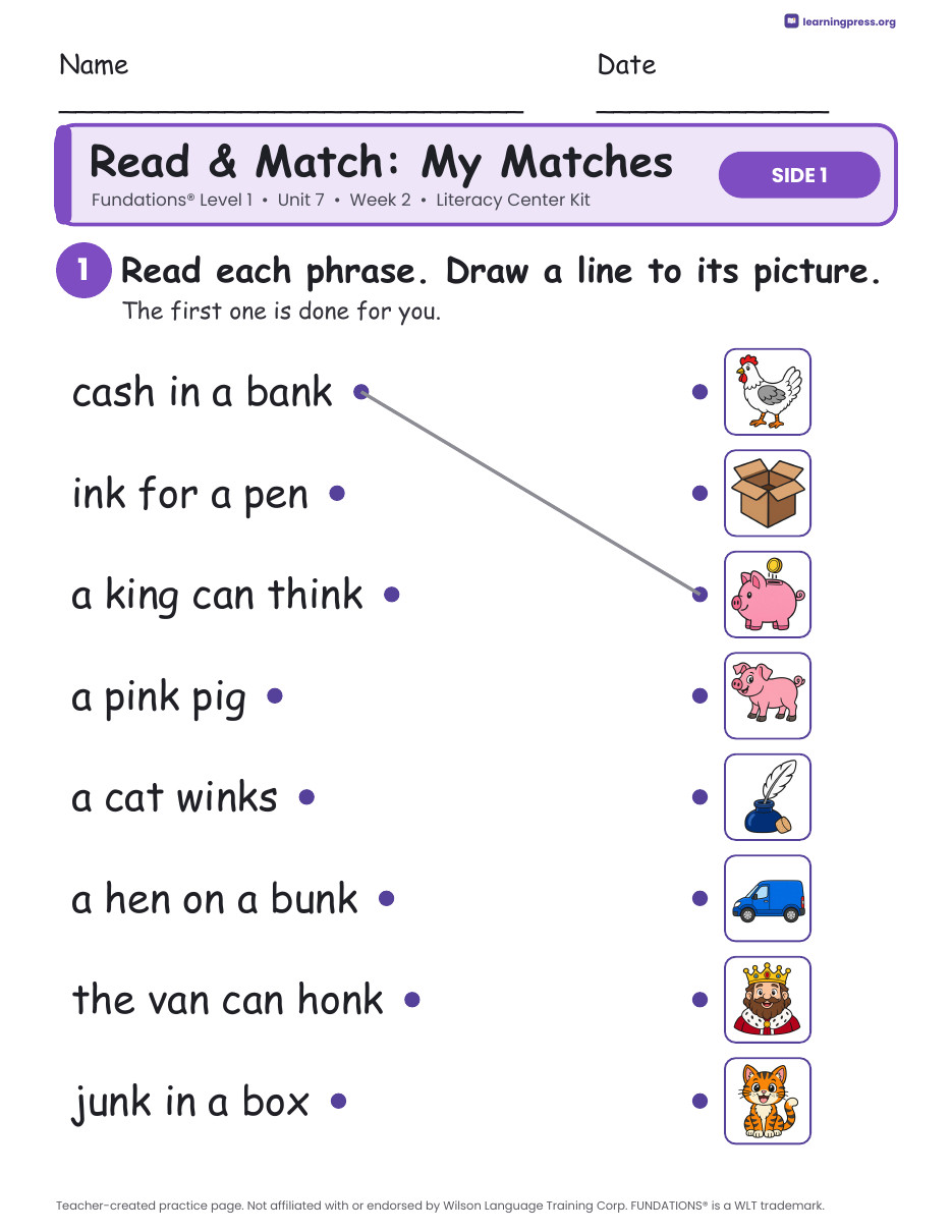Preview page 3 of Fundations Level 1 Unit 7 Week 2 Literacy Center Kit