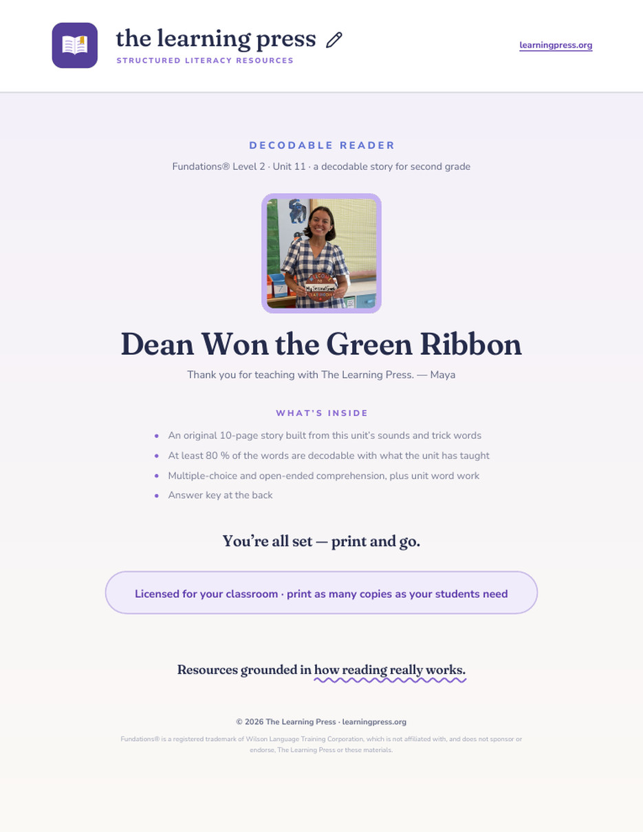 Preview page 1 of Fundations®-Aligned Decodable Reader · Level 2 Unit 11