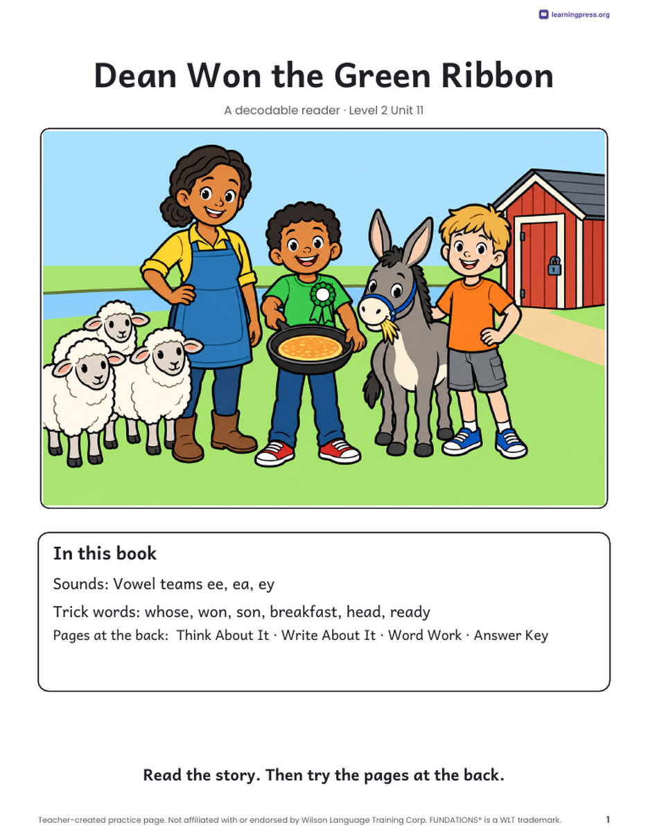 Preview page 2 of Fundations®-Aligned Decodable Reader · Level 2 Unit 11