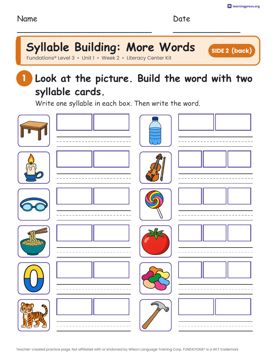 Preview page 2 of Fundations Level 3 Unit 1 Literacy Center Kits Bundle (2 Weeks)