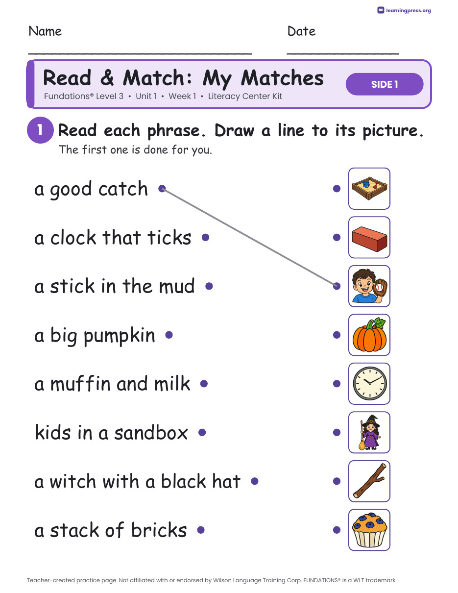Preview page 3 of Fundations Level 3 Unit 1 Literacy Center Kits Bundle (2 Weeks)
