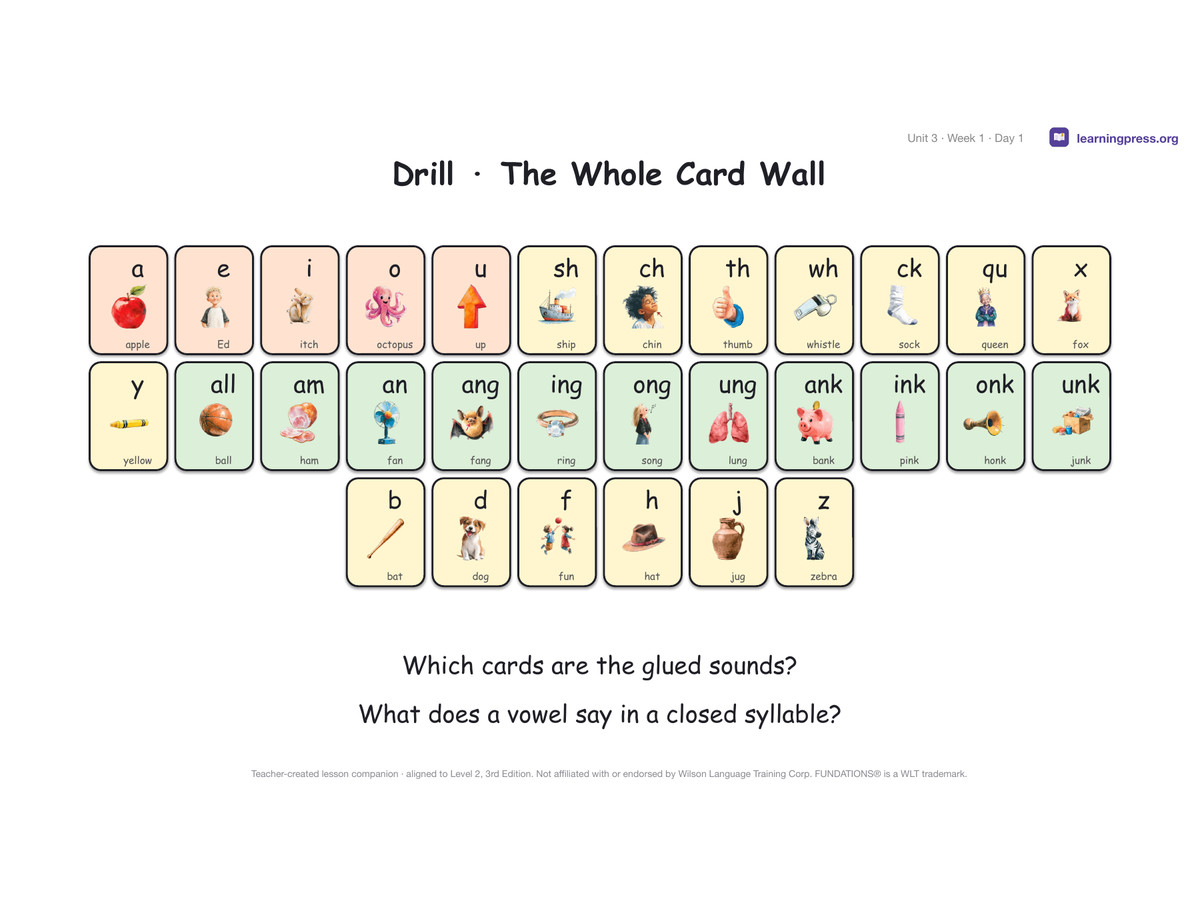 Preview page 1 of Fundations Level 2 Unit 3 Lesson Slides – 3rd Edition Aligned