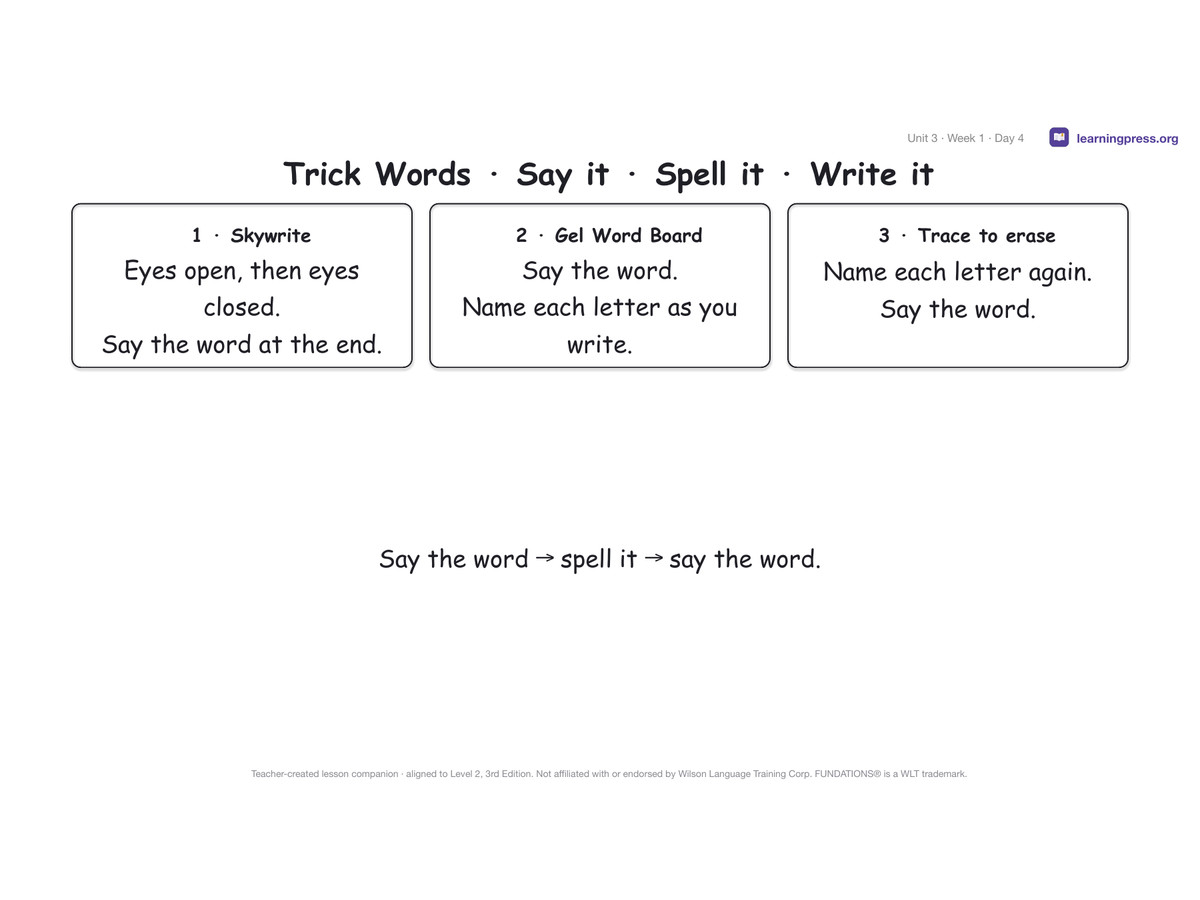 Preview page 3 of Fundations Level 2 Unit 3 Lesson Slides – 3rd Edition Aligned