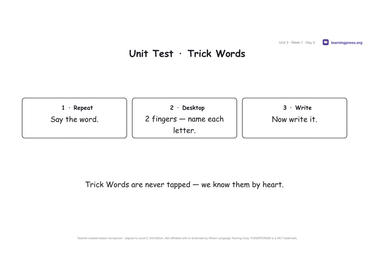 Preview page 4 of Fundations Level 2 Unit 3 Lesson Slides – 3rd Edition Aligned