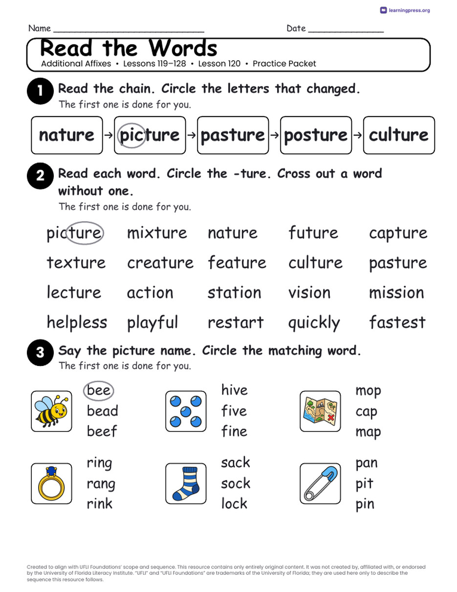 Preview page 4 of Additional Affixes Unit Bundle · Lessons 119–128