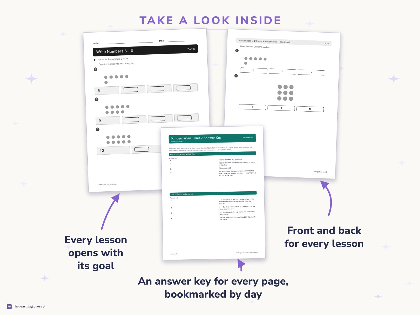 Preview page 2 of Illustrative Math (IM®) Aligned Kindergarten Unit 2 Worksheets: Numbers 1–10