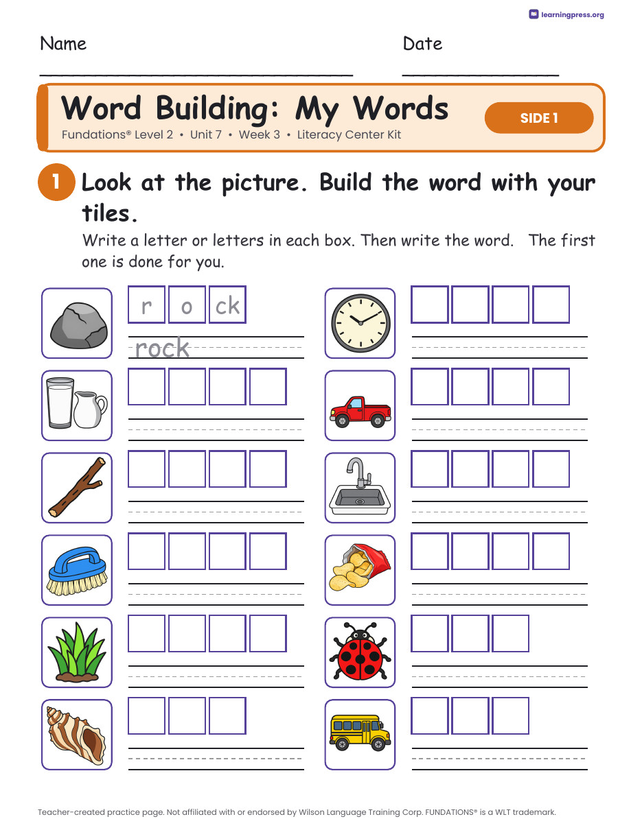 Preview page 2 of Fundations Level 2 Unit 7 Week 3 Literacy Center Kit