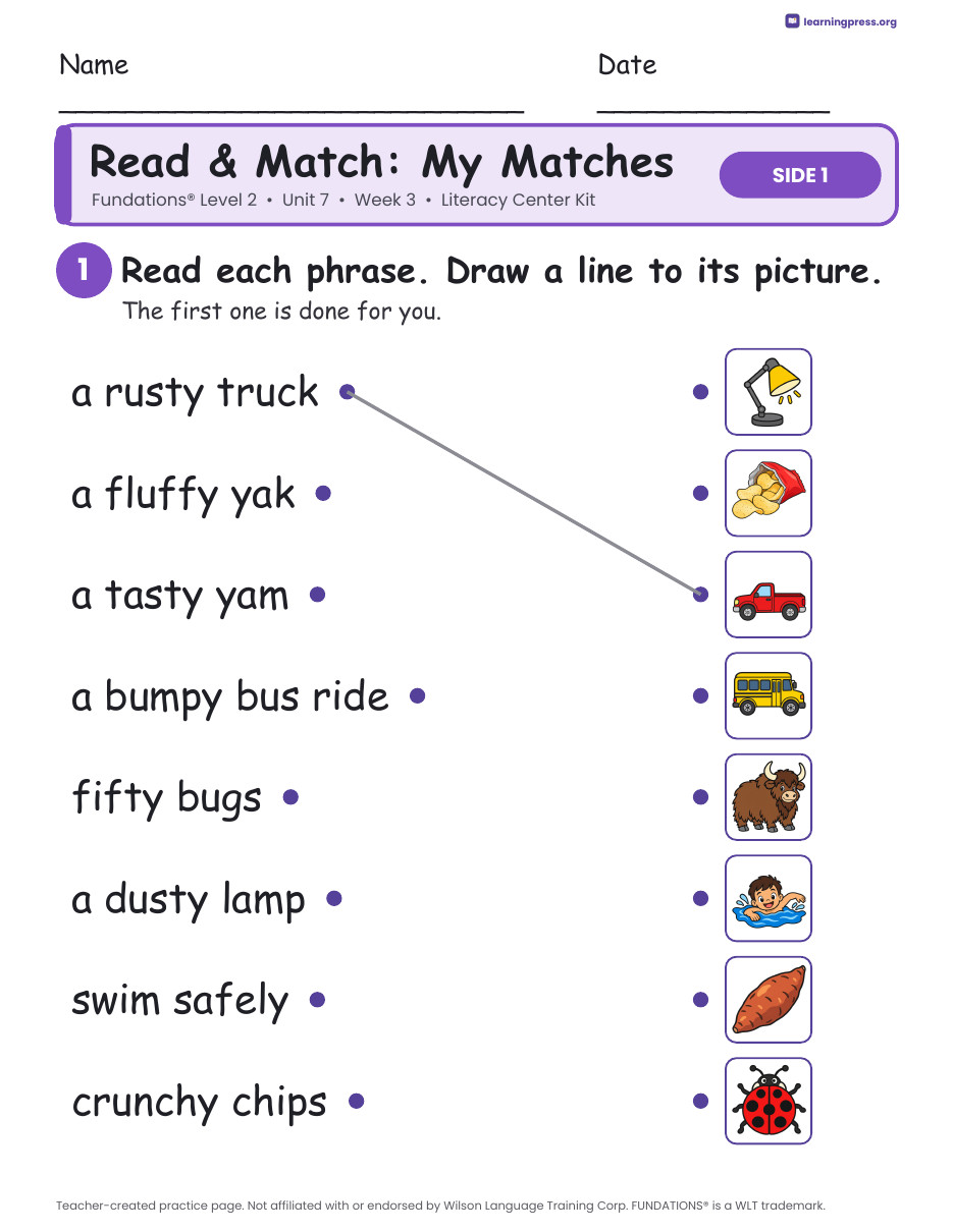 Preview page 3 of Fundations Level 2 Unit 7 Week 3 Literacy Center Kit