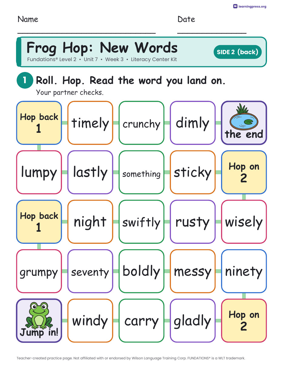 Preview page 4 of Fundations Level 2 Unit 7 Week 3 Literacy Center Kit
