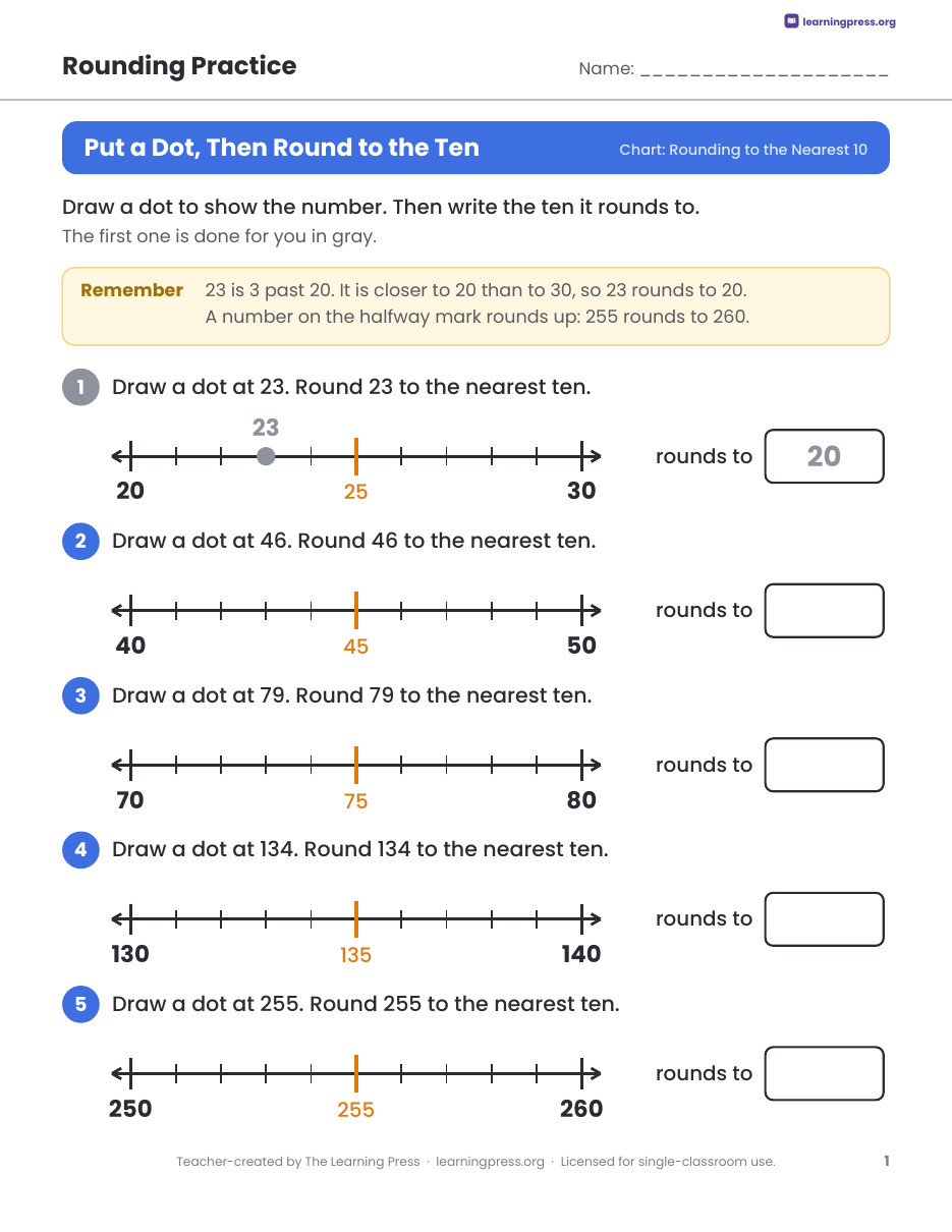 Preview page 1 of Rounding Chart Anchor Charts and Practice