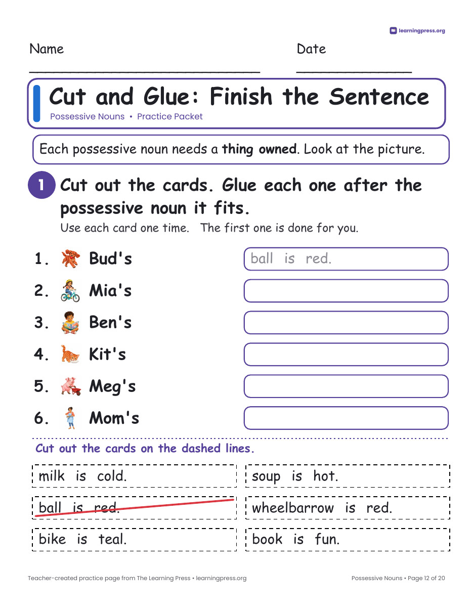 Preview page 4 of Possessive Nouns Worksheets, Posters & Slides
