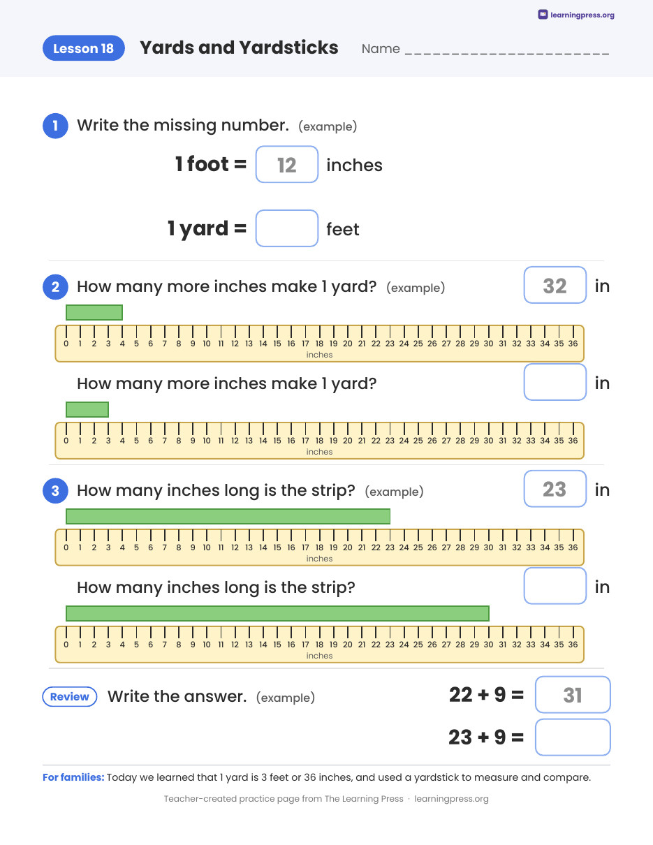 Preview page 4 of Illustrative Math (IM®) Aligned 2nd Grade Unit 3 Homework Packet (Color & B&W)