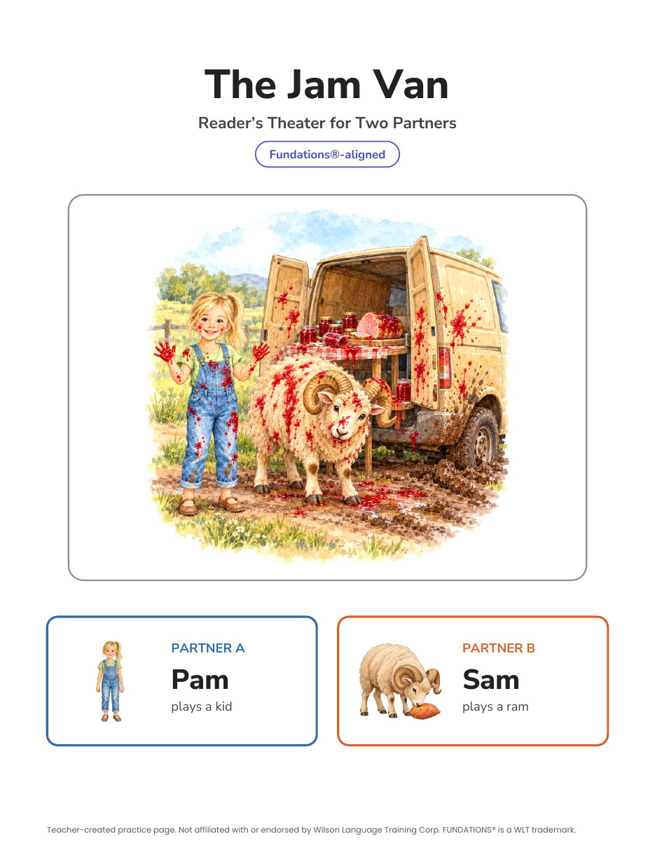 Preview page 1 of Fundations-Aligned Partner Reader's Theater · Level 1 Unit 5