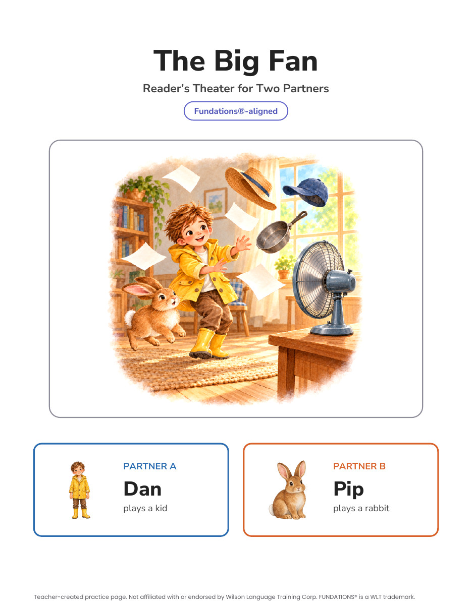 Preview page 4 of Fundations-Aligned Partner Reader's Theater · Level 1 Unit 5