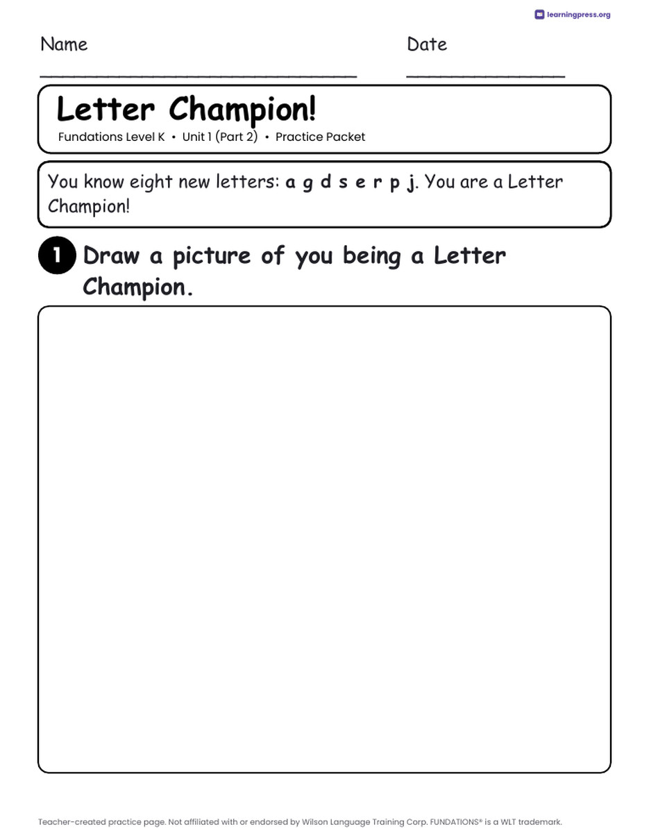 Preview page 3 of Fundations Level K Unit 1 Practice Packet
