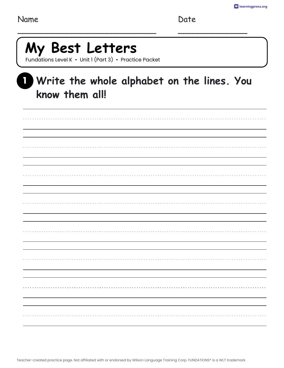 Preview page 4 of Fundations Level K Unit 1 Worksheets