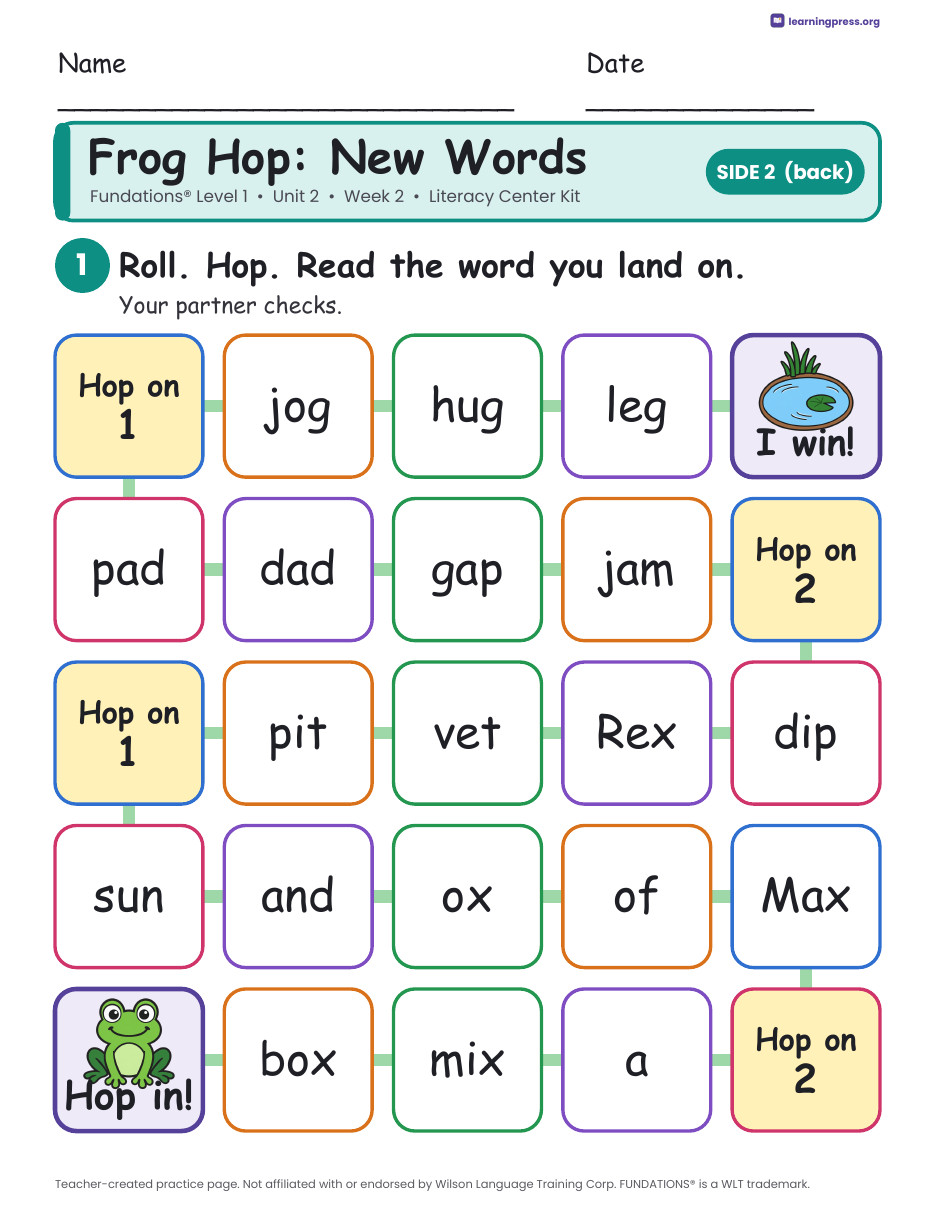 Preview page 4 of Fundations Level 1 Unit 2 Literacy Center Kits Bundle (2 Weeks)