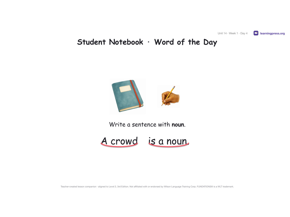 Preview page 2 of Fundations Level 2 Unit 14 Lesson Slides – 3rd Edition Aligned