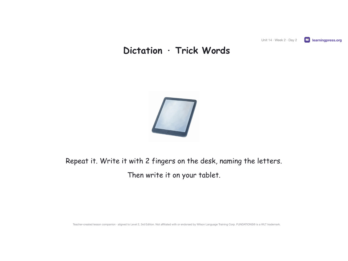Preview page 3 of Fundations Level 2 Unit 14 Lesson Slides – 3rd Edition Aligned