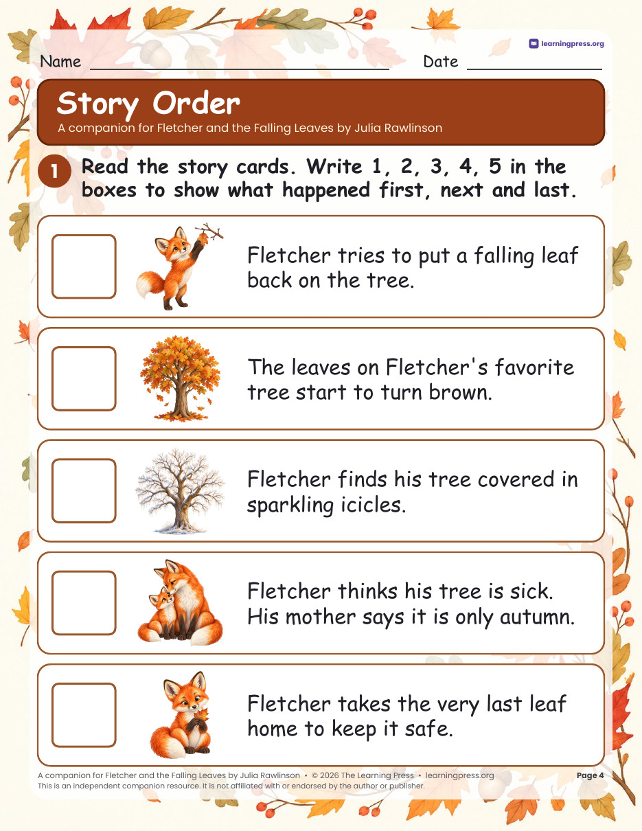 Preview page 2 of Fletcher and the Falling Leaves Book Companion · Fall Read Aloud Activities