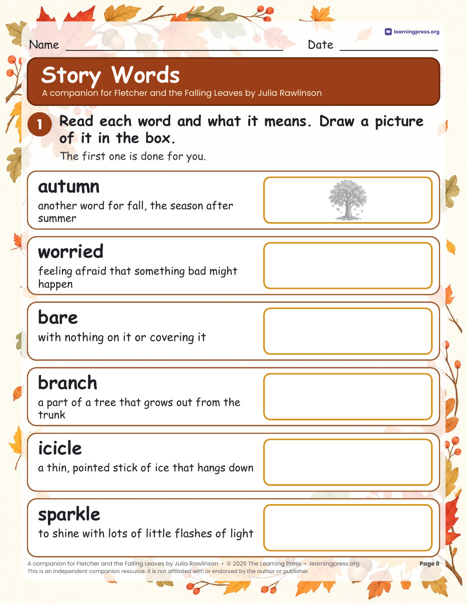 Preview page 3 of Fletcher and the Falling Leaves Book Companion · Fall Read Aloud Activities
