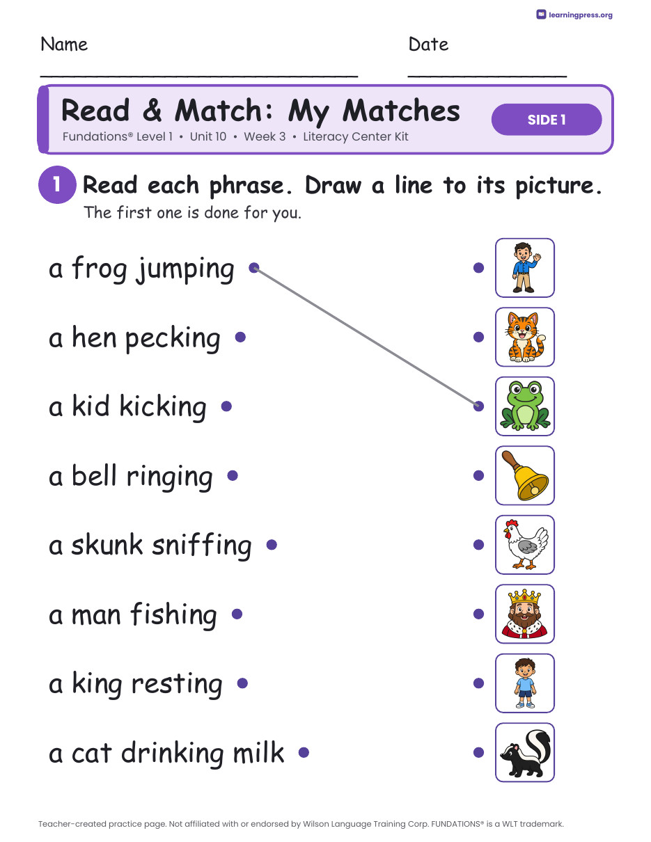 Preview page 3 of Fundations Level 1 Unit 10 Literacy Center Kits Bundle (3 Weeks)