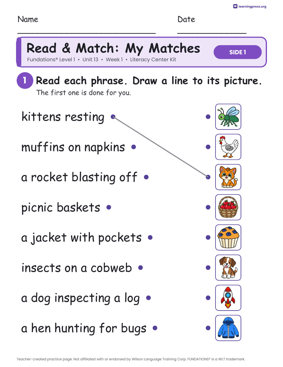 Preview page 3 of Fundations Level 1 Unit 13 Week 1 Literacy Center Kit
