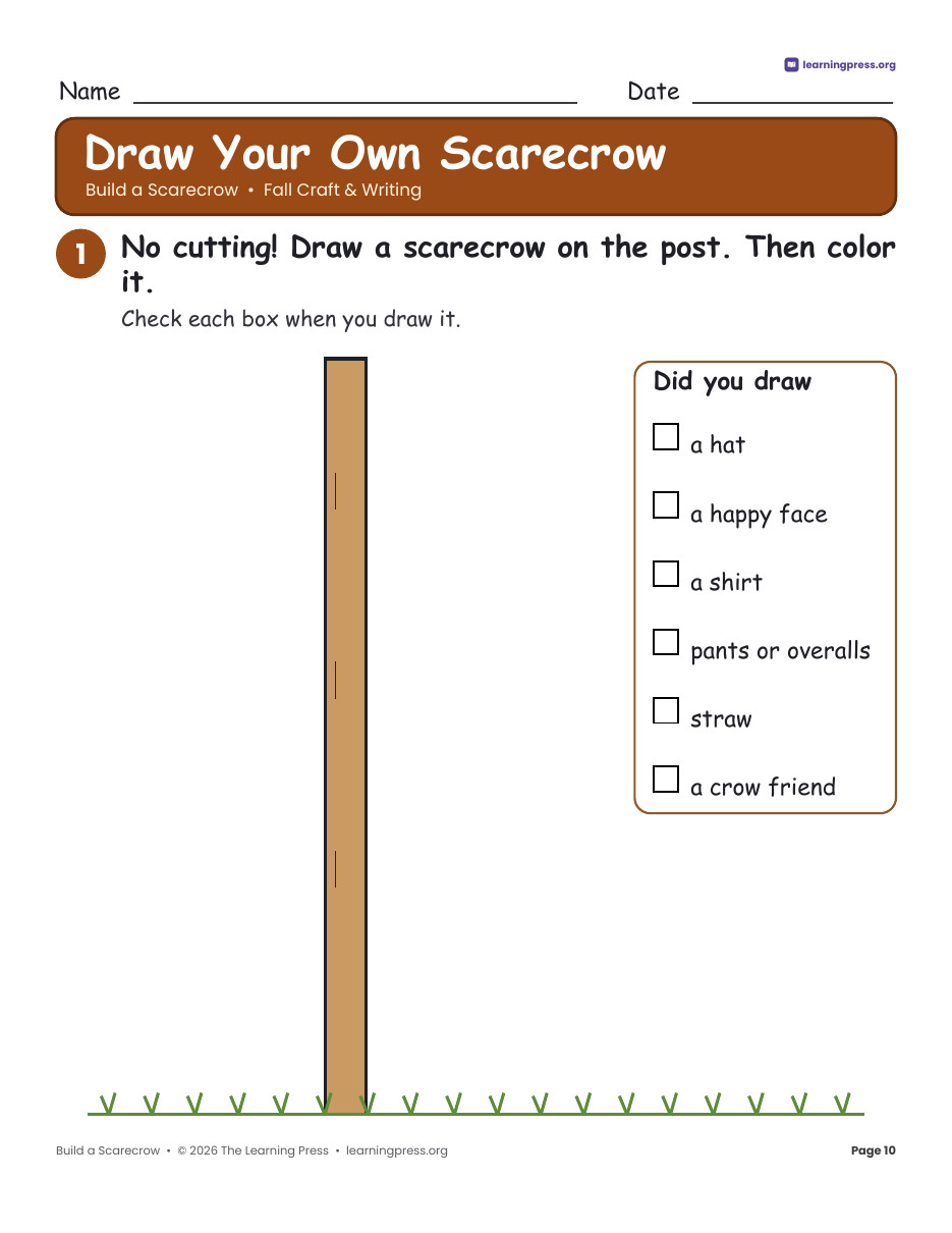Preview page 4 of Scarecrow Craft & Writing · Build a Scarecrow Cut and Glue Fall Activity