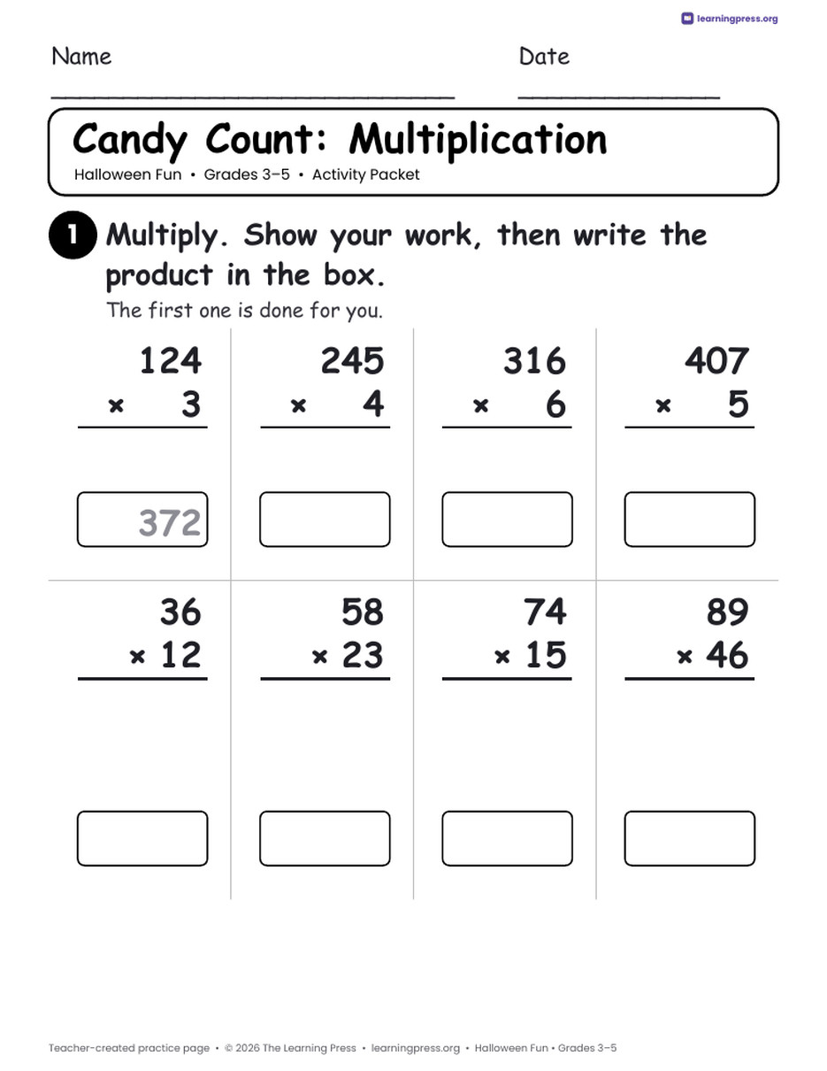 Preview page 3 of Halloween Activity Packet · Grades 3–5