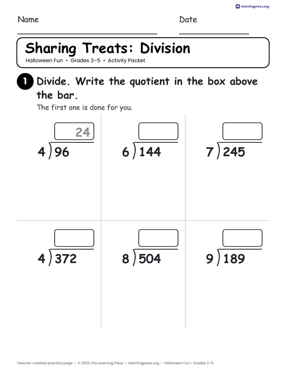 Preview page 4 of Halloween Activity Packet · Grades 3–5